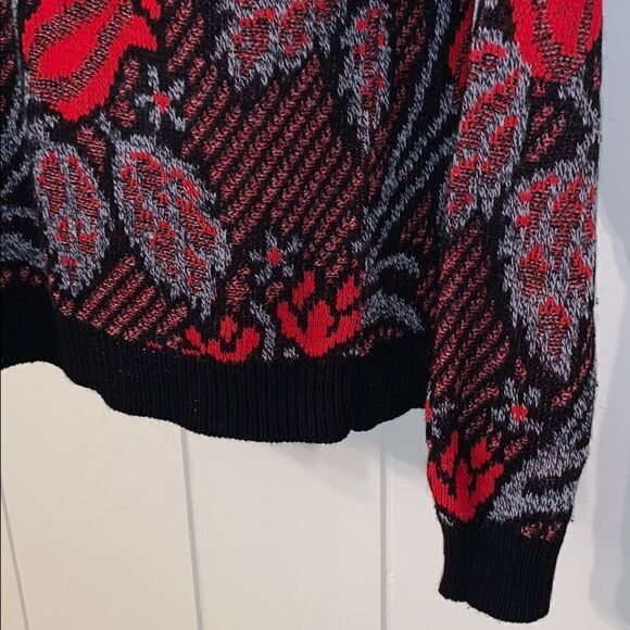Vtg 80s/90s Venezia red & black acrylic sweater - Picture 3 of 8